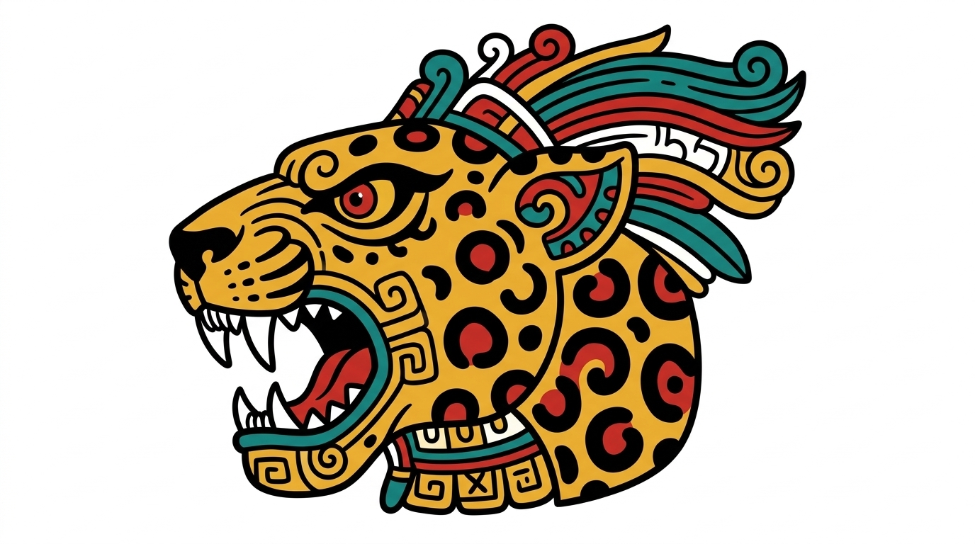 Ancient Mayan jaguar deity carving at Copán ruins, Honduras