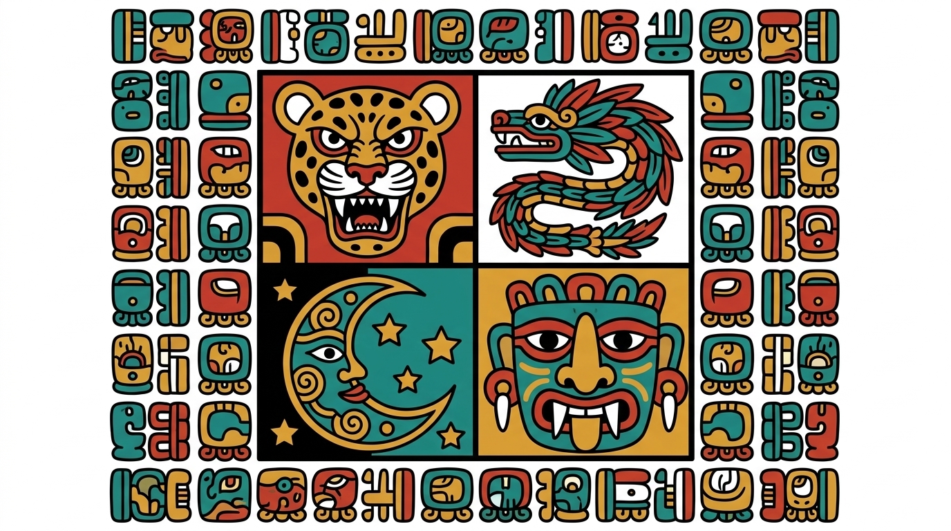 Stone carvings of ancient Mayan deities at the Copán ruins in Honduras